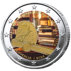2 Euro Slovénie 2024 colorisées - 250 ans de la bibliothèque nationale et universitaire