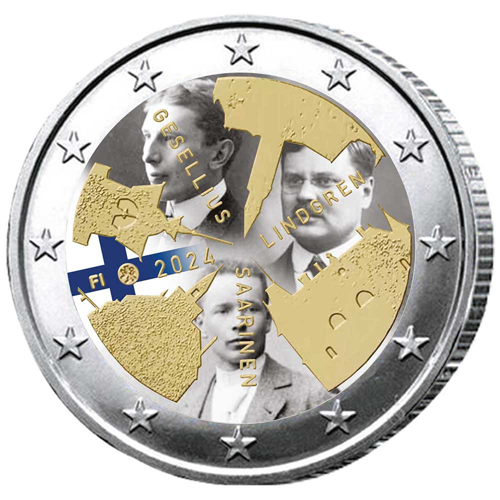 2 Euro Finlande 2024 colorisées - Architecture