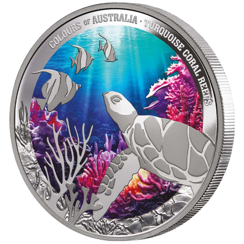 1 Dollar Argent BE 2025 colorisée - Récifs coralliens australiens