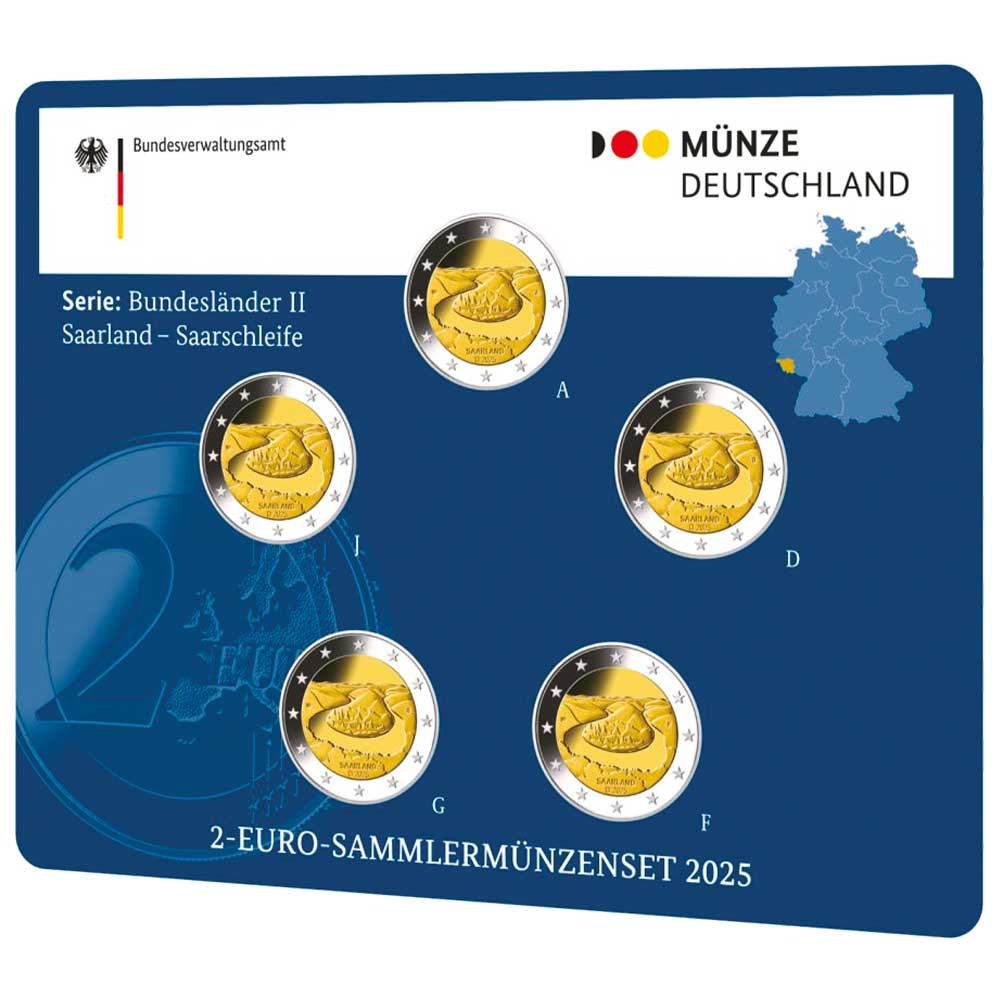 5 x 2 Euro Allemagne BU 2025 - Méandre de la Sarre