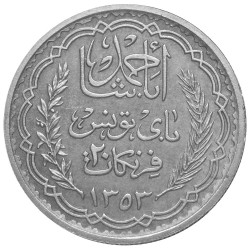 20 Francs Argent Tunisie -...