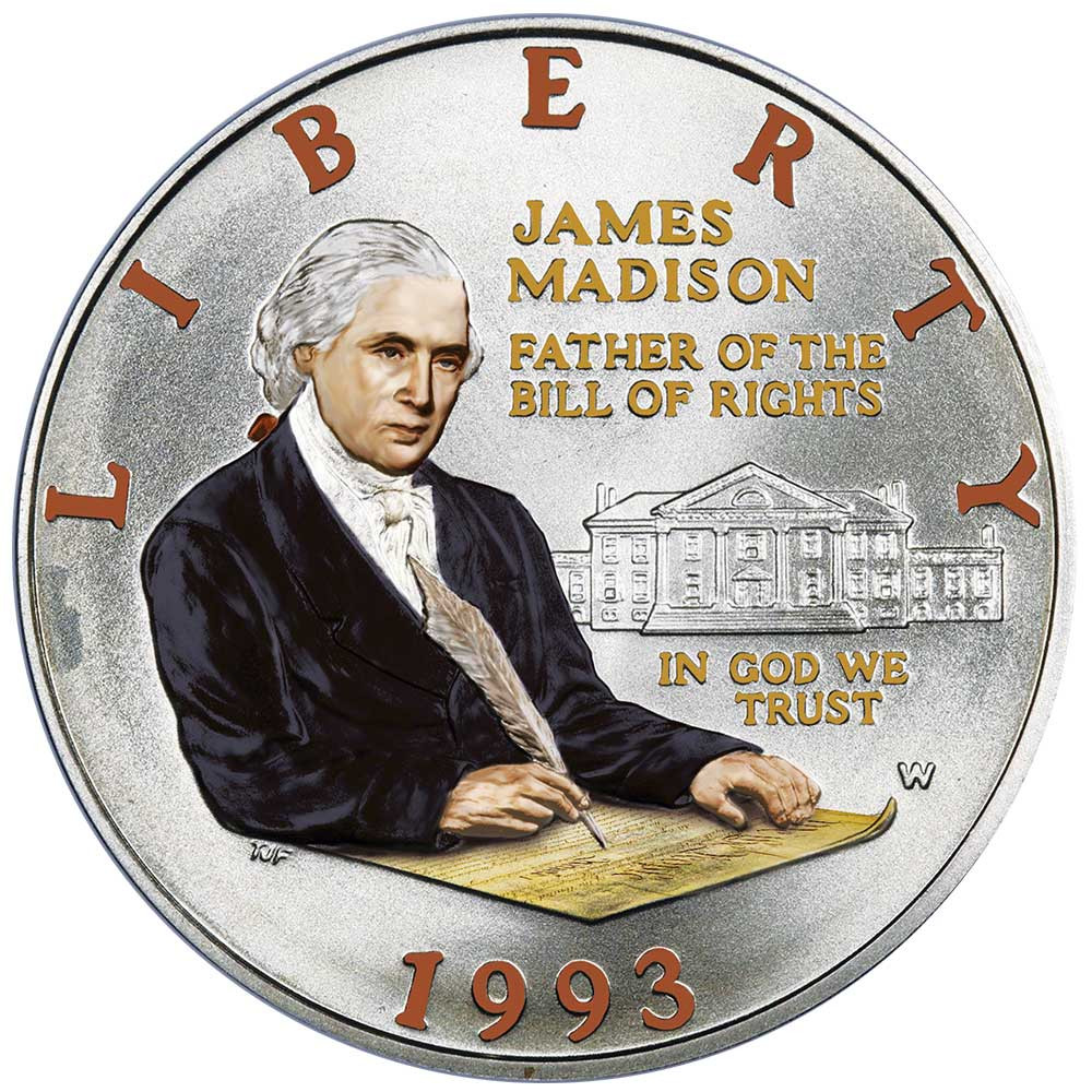 1/2 Dollar USA 1993 colorisée - James Madison