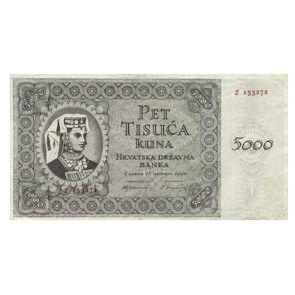 5000 Kuna Croatie 1943