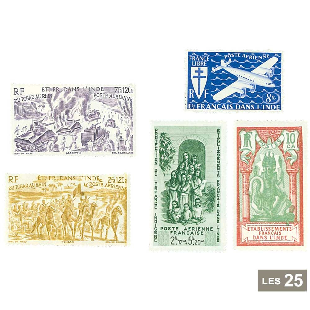 25 timbres Inde française