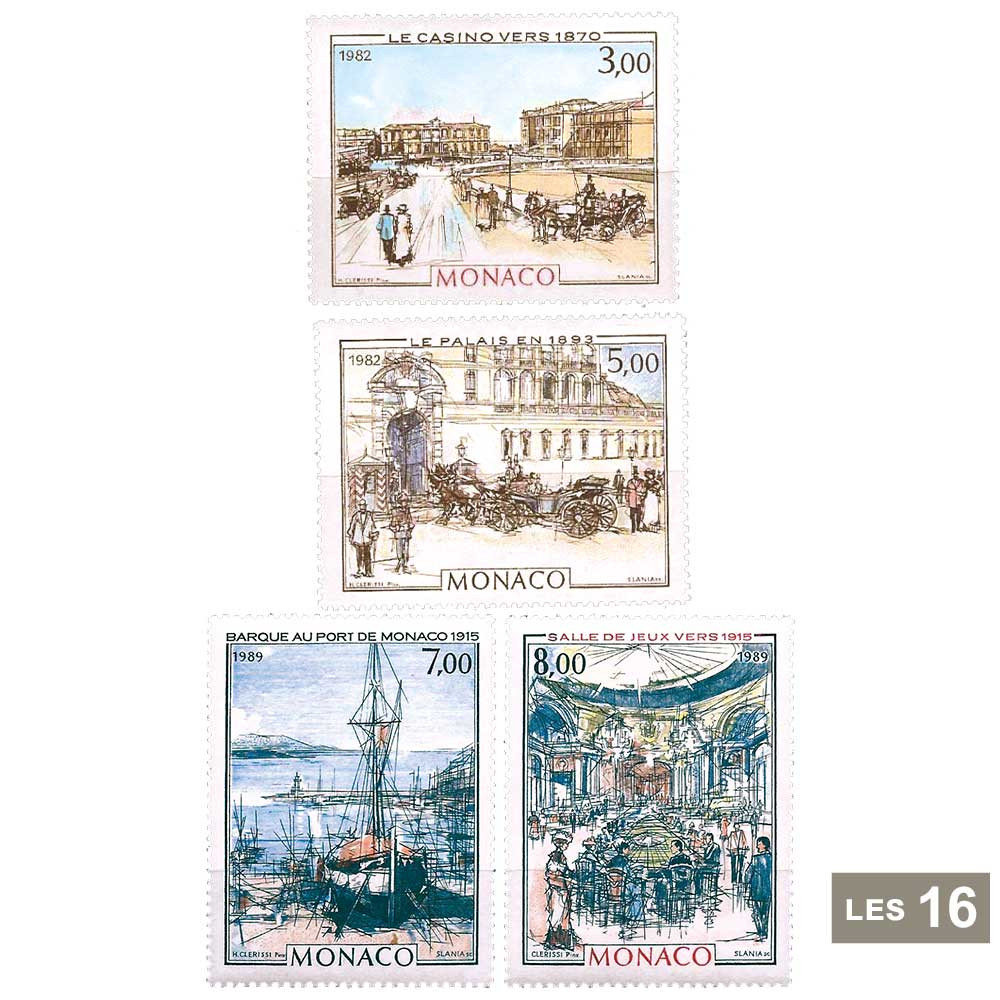 16 timbres Monaco à la belle époque