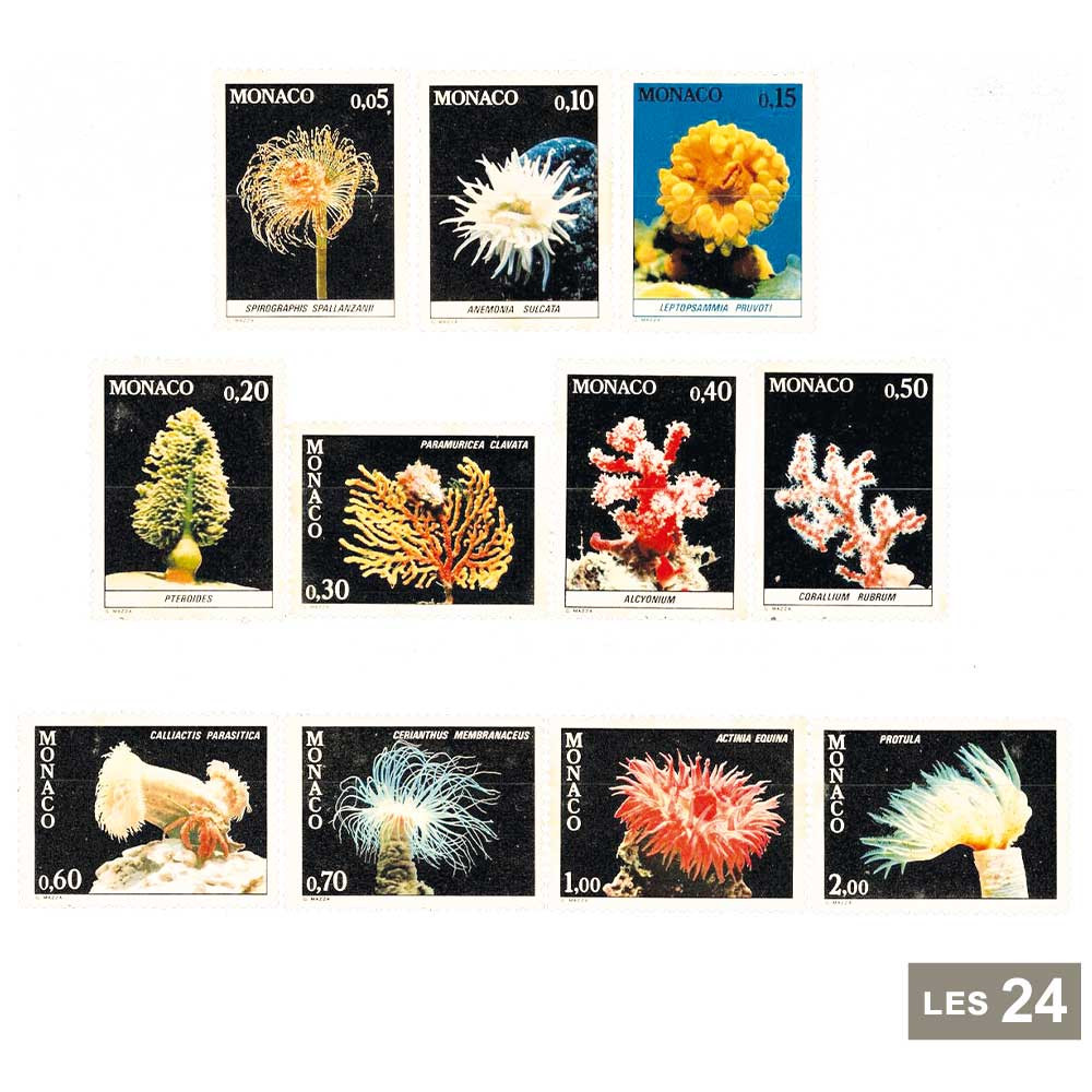 24 timbres Monaco - Faune de la Méditerranée