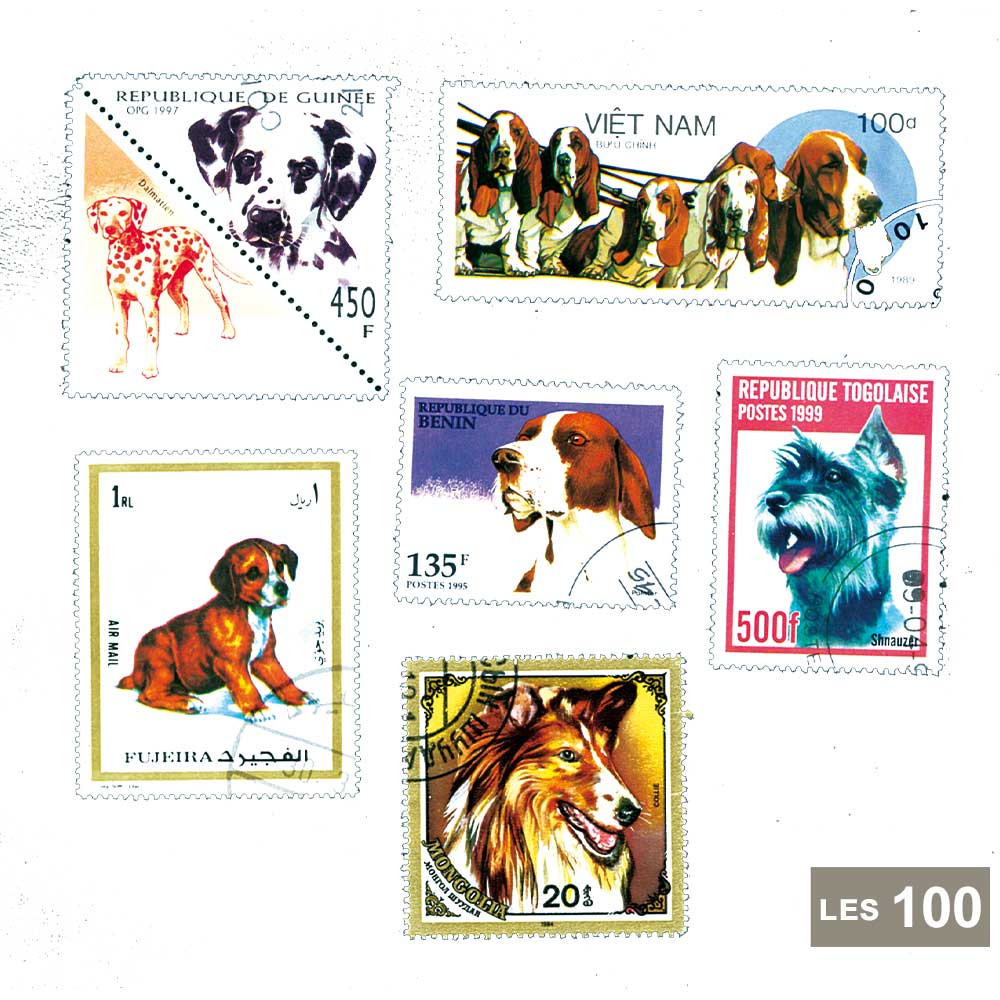 100 timbres Chiens