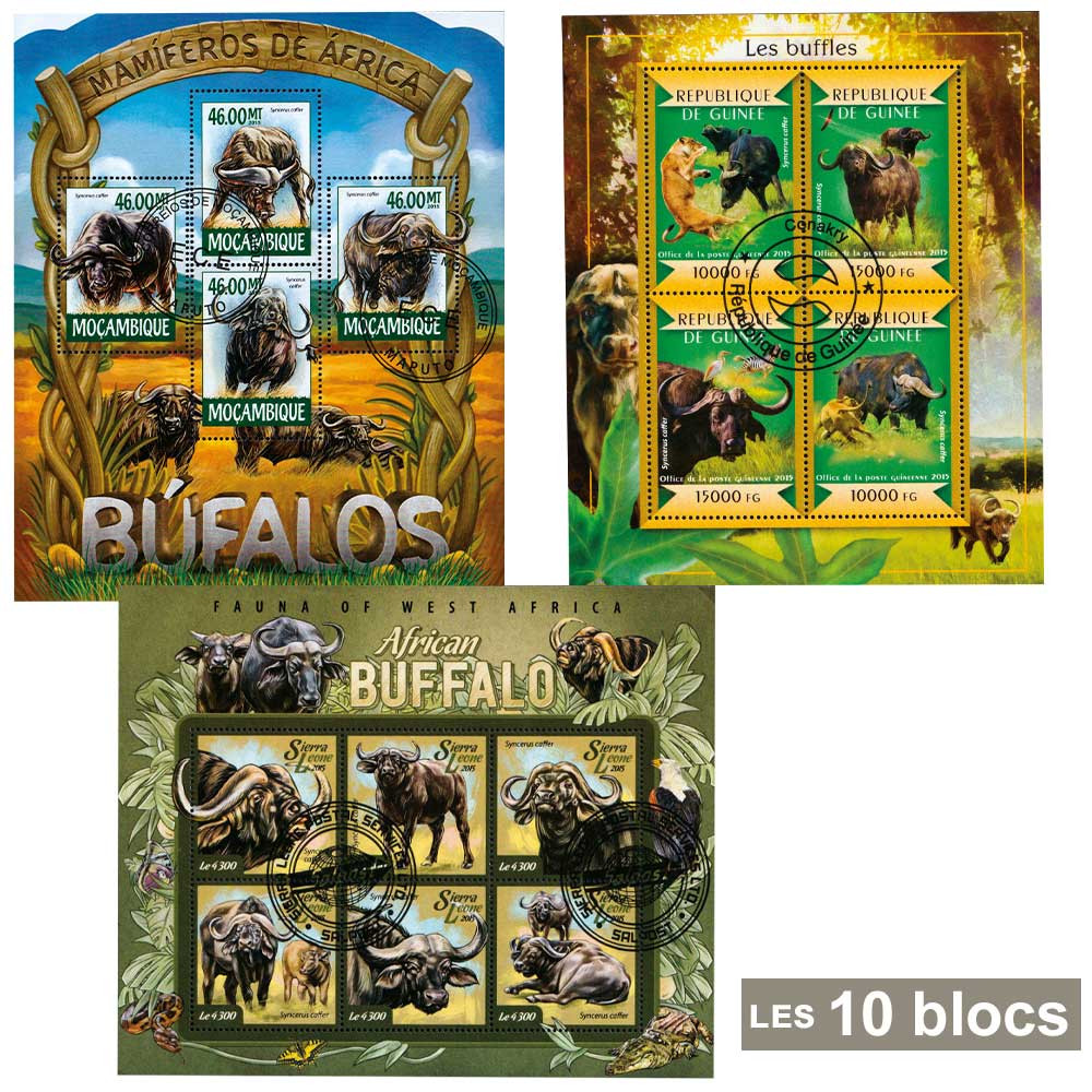 10 blocs-feuillets Buffles