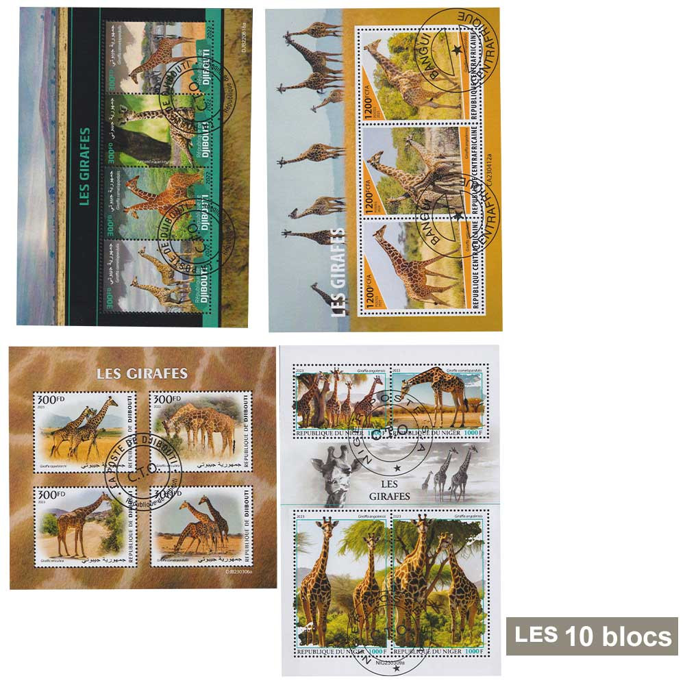 10 blocs-feuillets Girafes