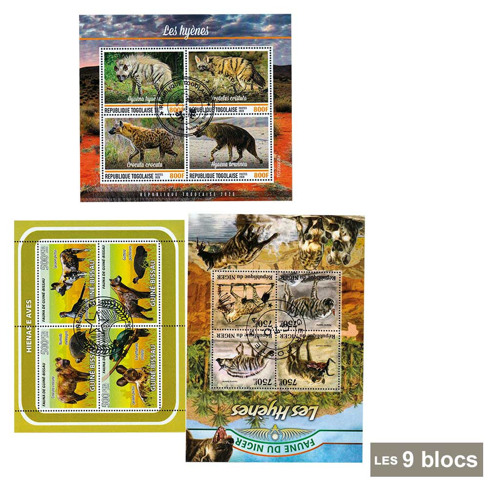 9 blocs-feuillets Hyènes
