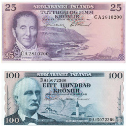 Lot 2 billets Islande 1961