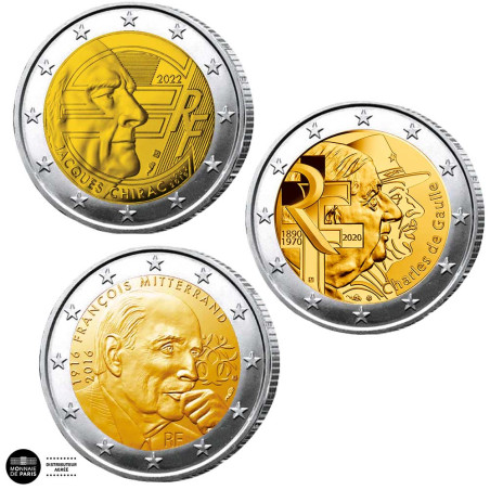 Lot 3 x 2 Euro France “Présidents”