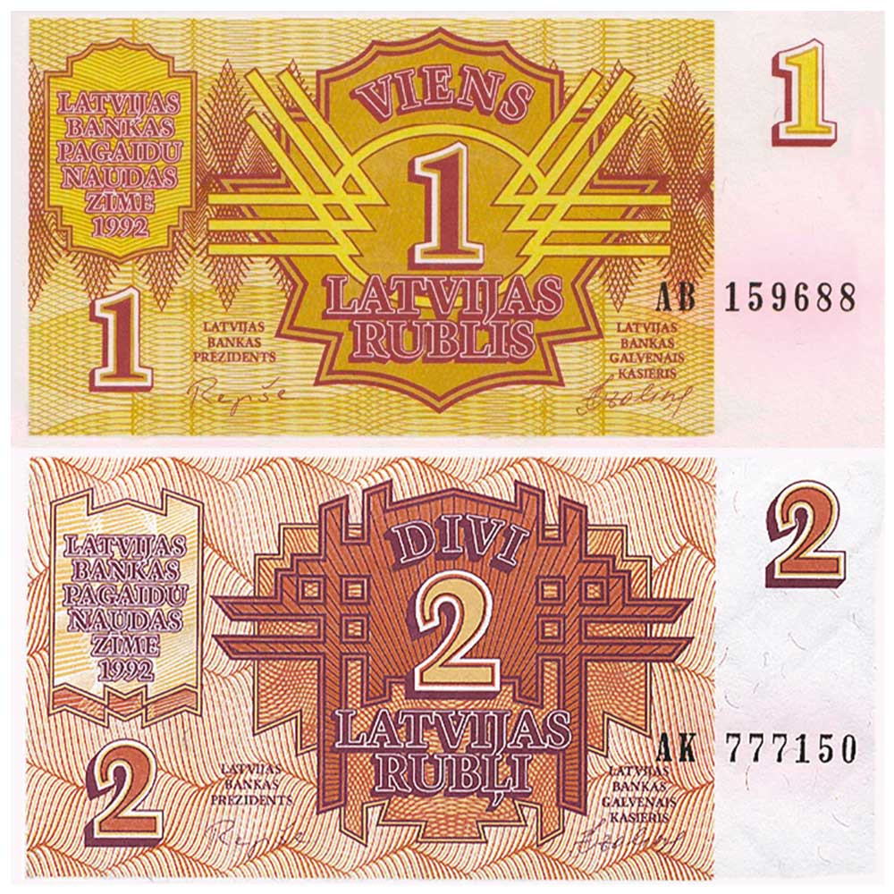 2 billets Lettonie 1992