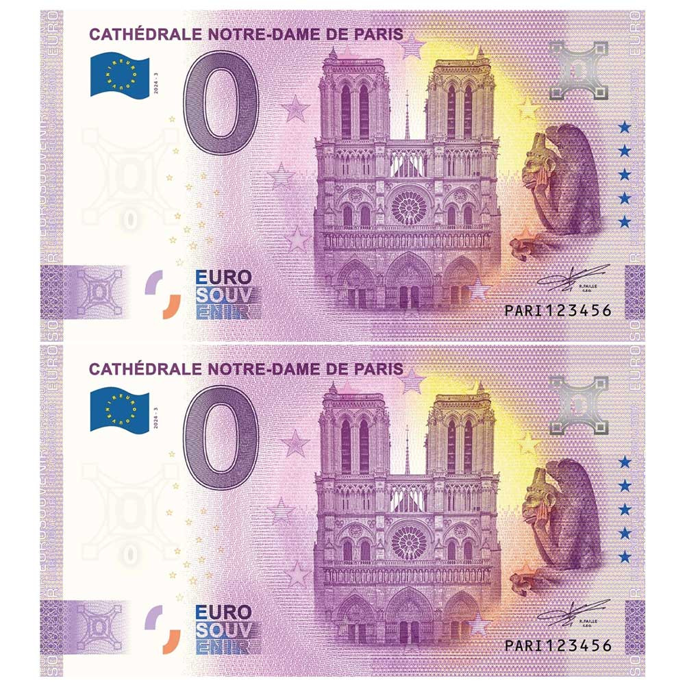 Lot 2 Billet Souvenir 0 Euro - Notre-Dame de Paris