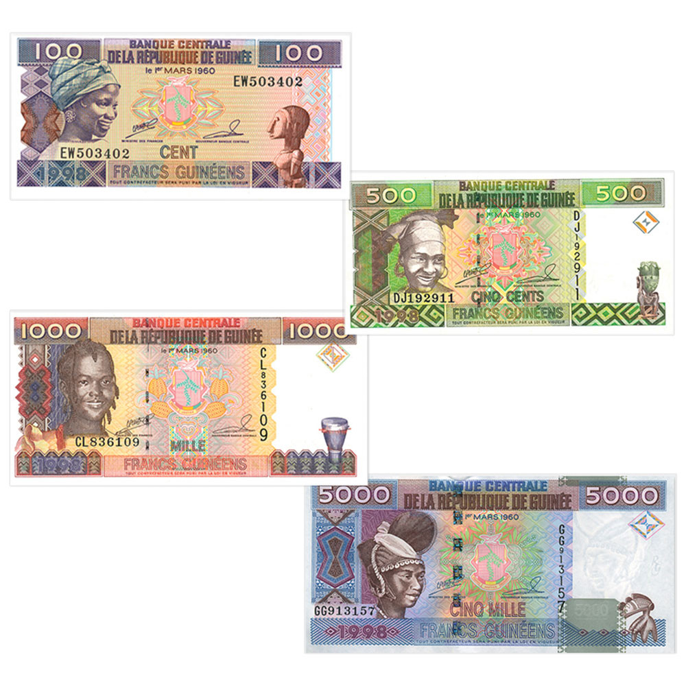 Lot 4 billets Guinée 1998