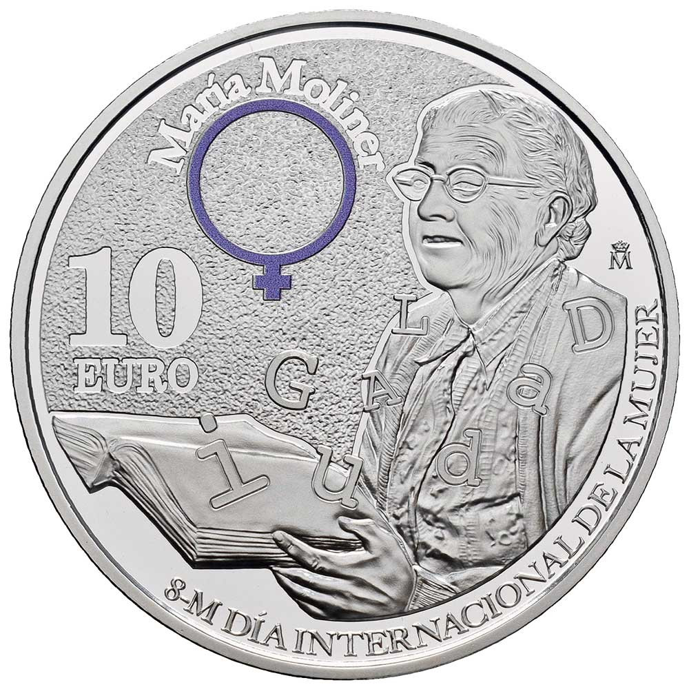 10 Euro Argent Espagne BE 2025 colorisée - María Moliner