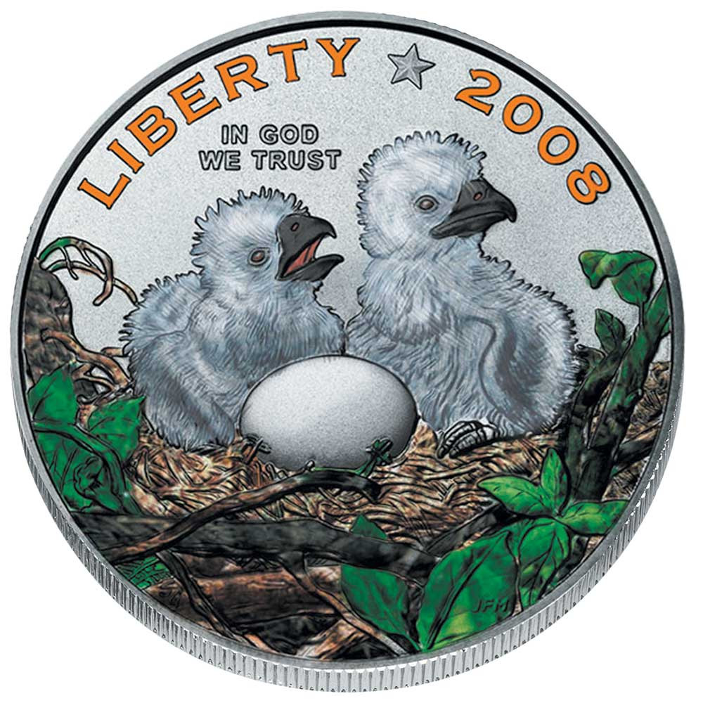 1/2 Dollar USA colorisée - Pyguargue à tête blanche