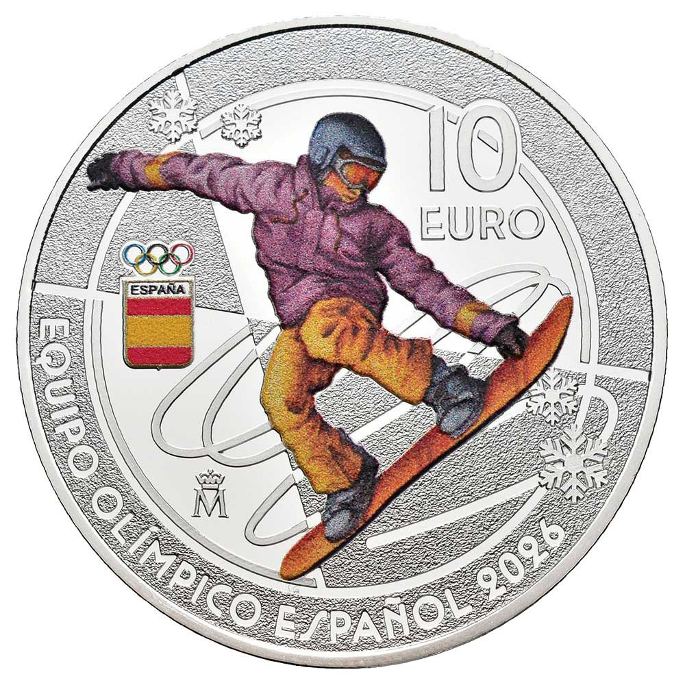10 Euro Argent Espagne BE 2025 colorisée - Équipe olympique