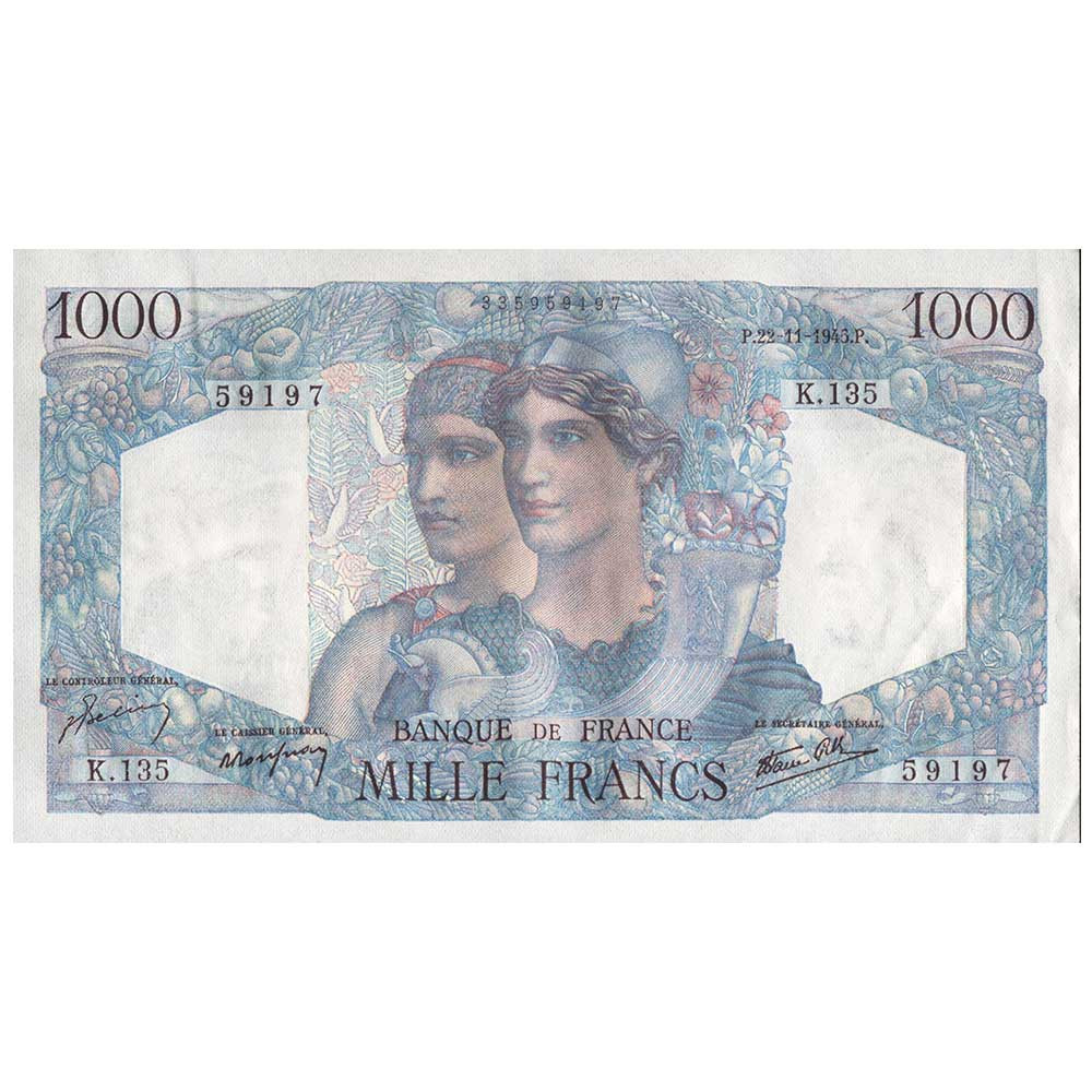 1000 Francs France 1945 - Hercule et Minerve