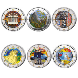 Lot 6 x 2 Euro colorisées 2022