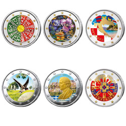 Lot 6 x 2 Euro colorisées 2023