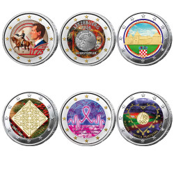 Lot 6 x 2 Euro colorisées 2024