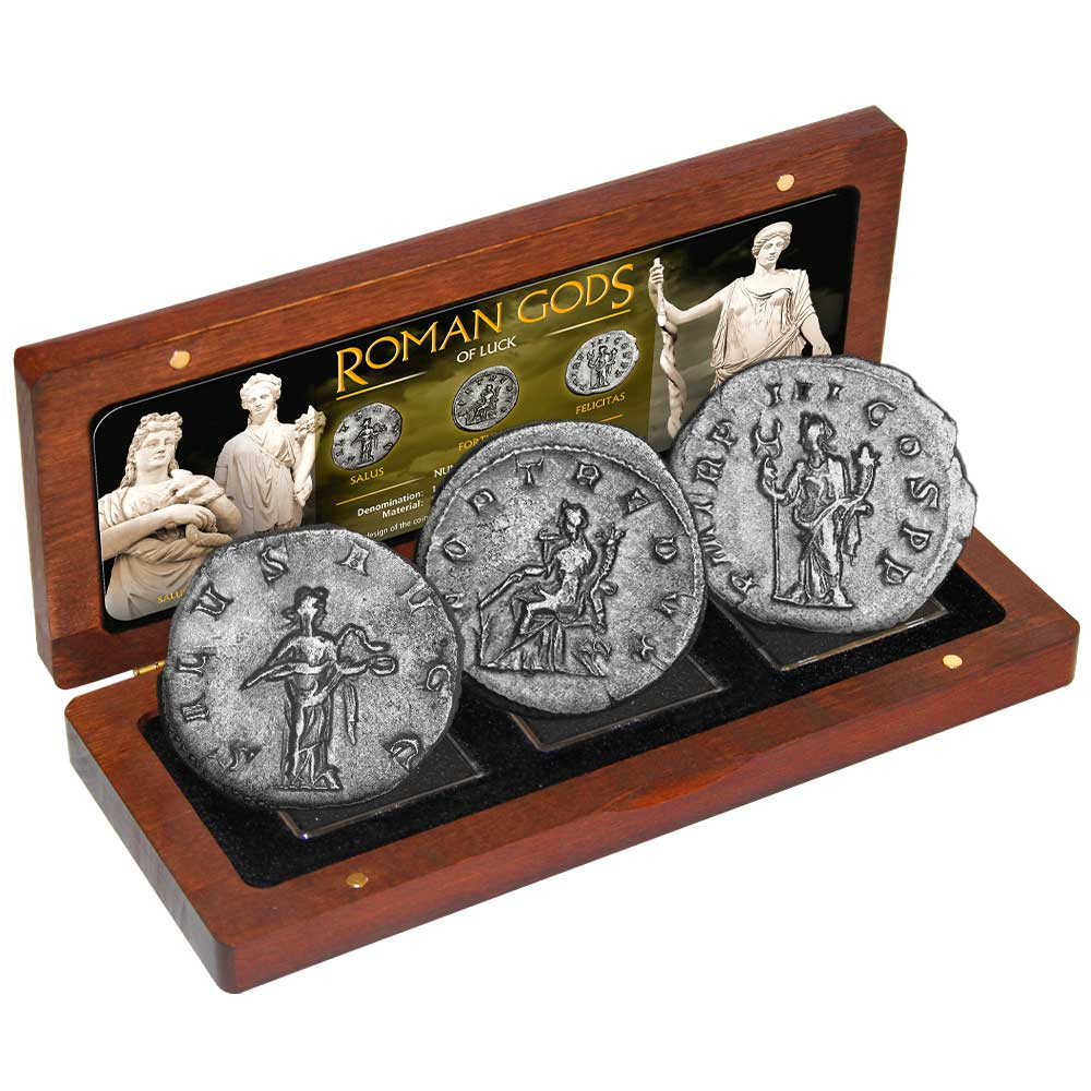 Coffret 3 Antoniniens Argent - Dieux Romains de la Chance (238-268)