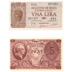 Lot 2 billets Italie 1944