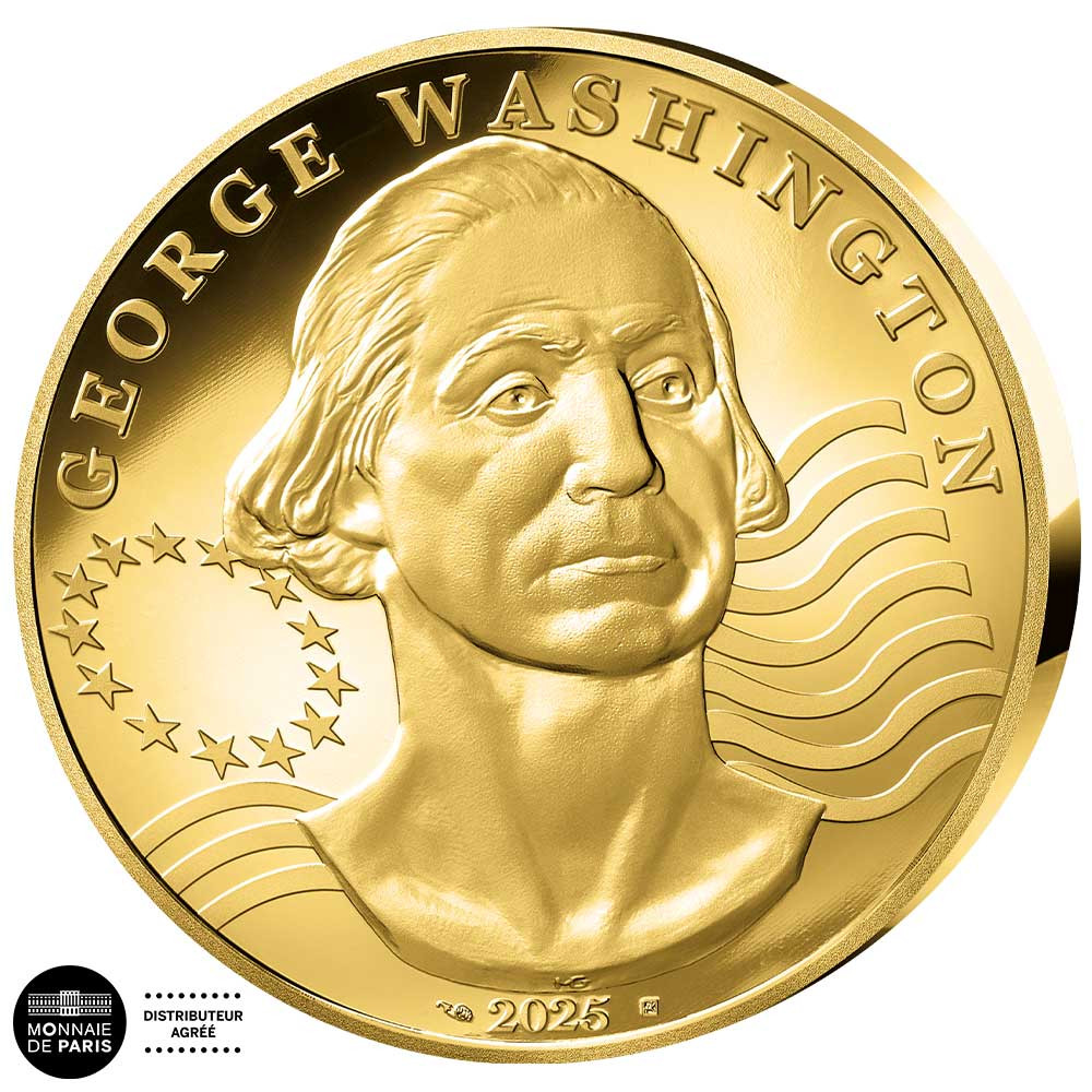 200 Euro Or France BE 2025 - Hommage à George Washington Haut-relief