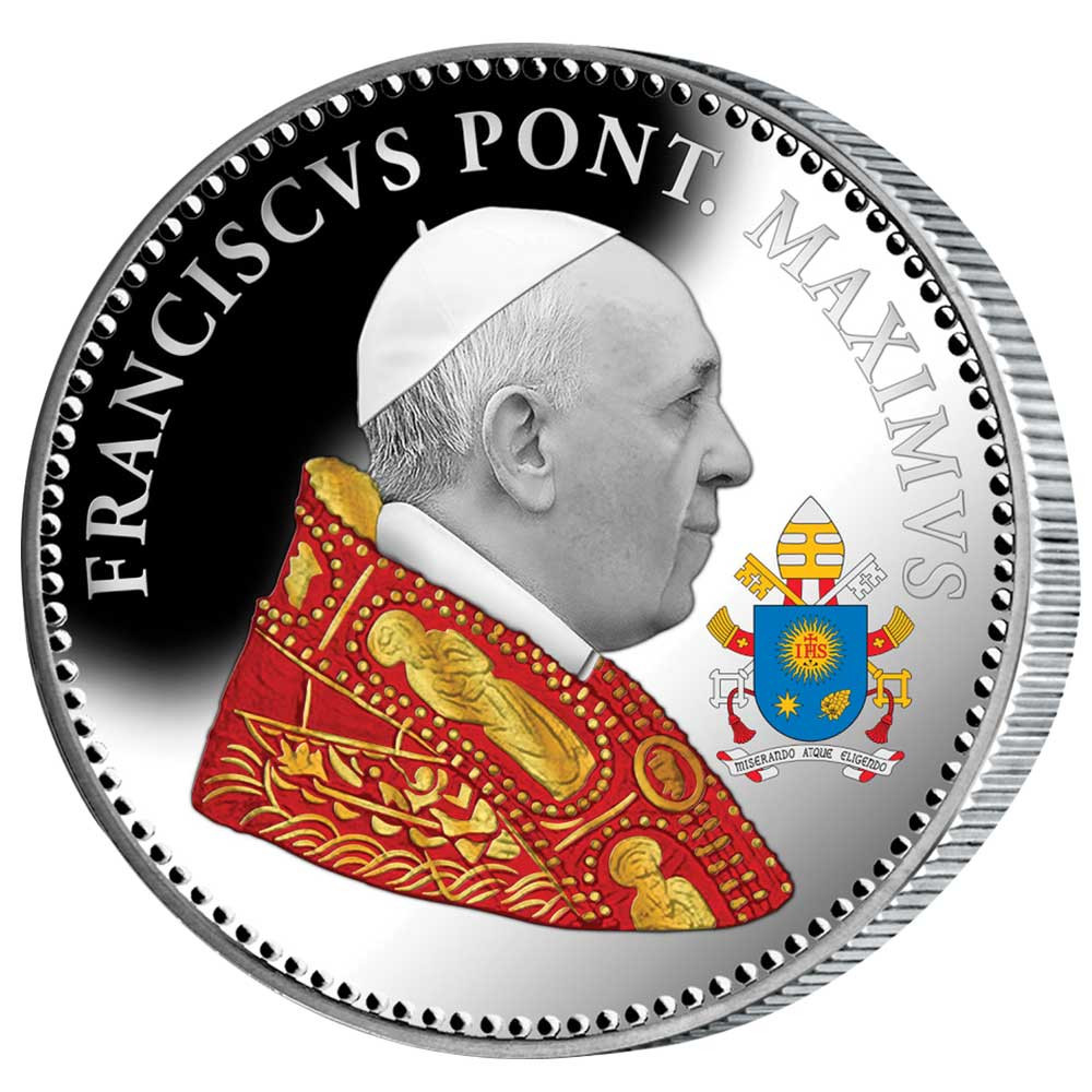 Pièce de collection colorisée - Pape François - Corse 2024