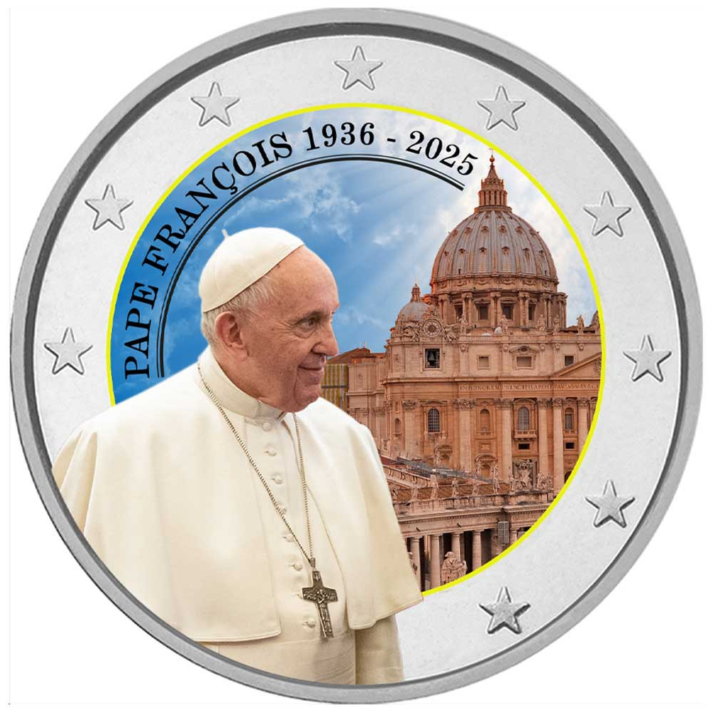 2 Euro Pape François colorisée