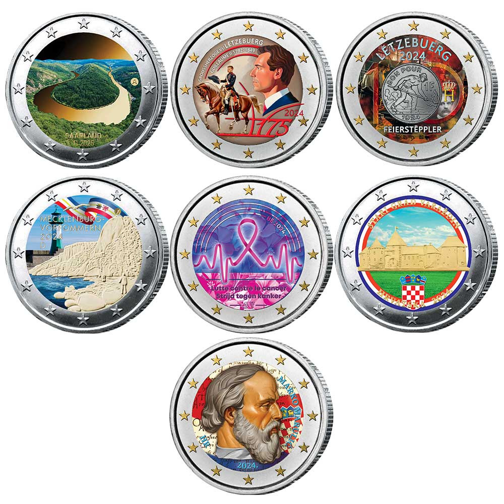 Lot 14 x 2 Euro 2024 colorisées