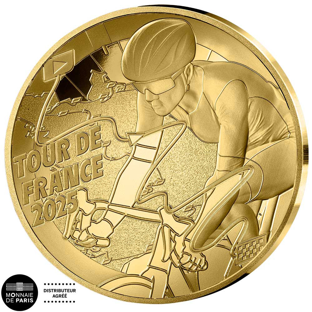 50 Euro Or France BE 2025 - Carte des étapes - Tour de France