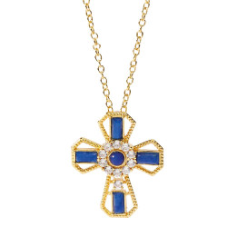 Pendentif Croix quartz bleu