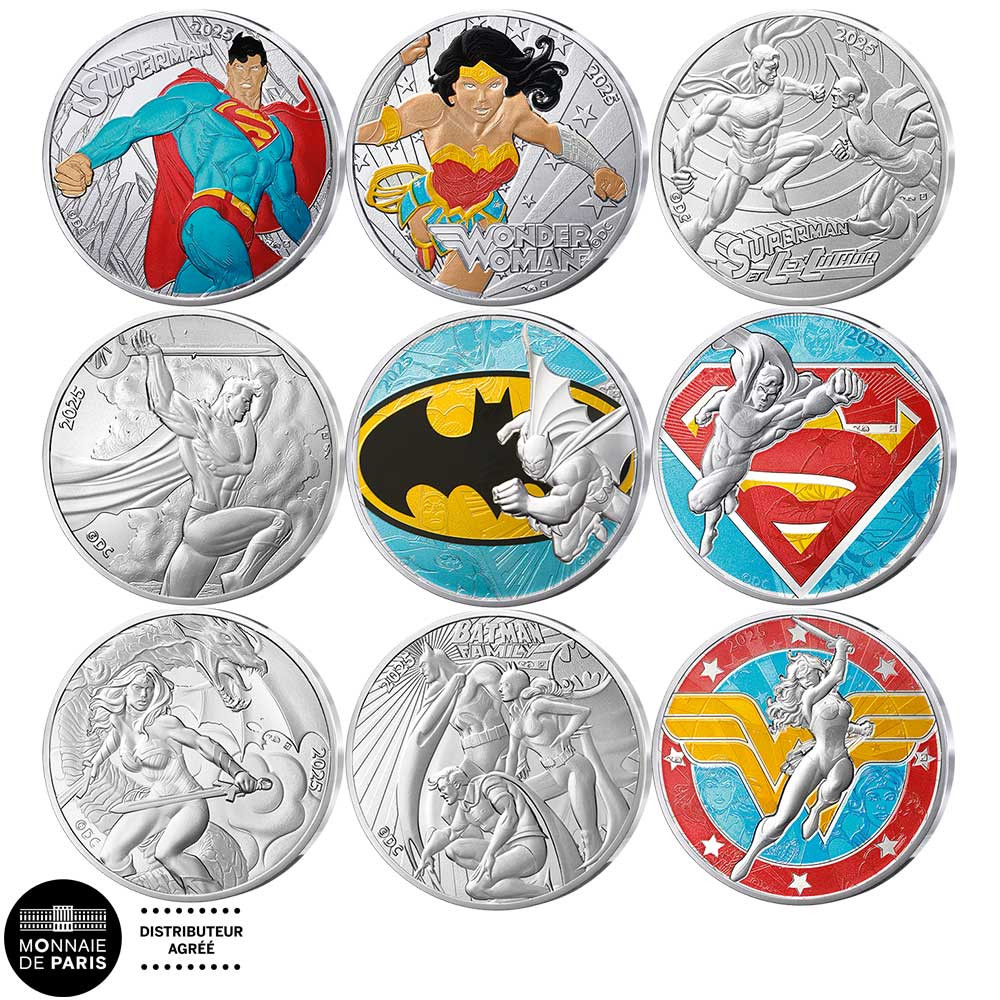 Lot 9 x 10 Euro Argent France 2025 V2 + le coffret à 50% - DC Comics