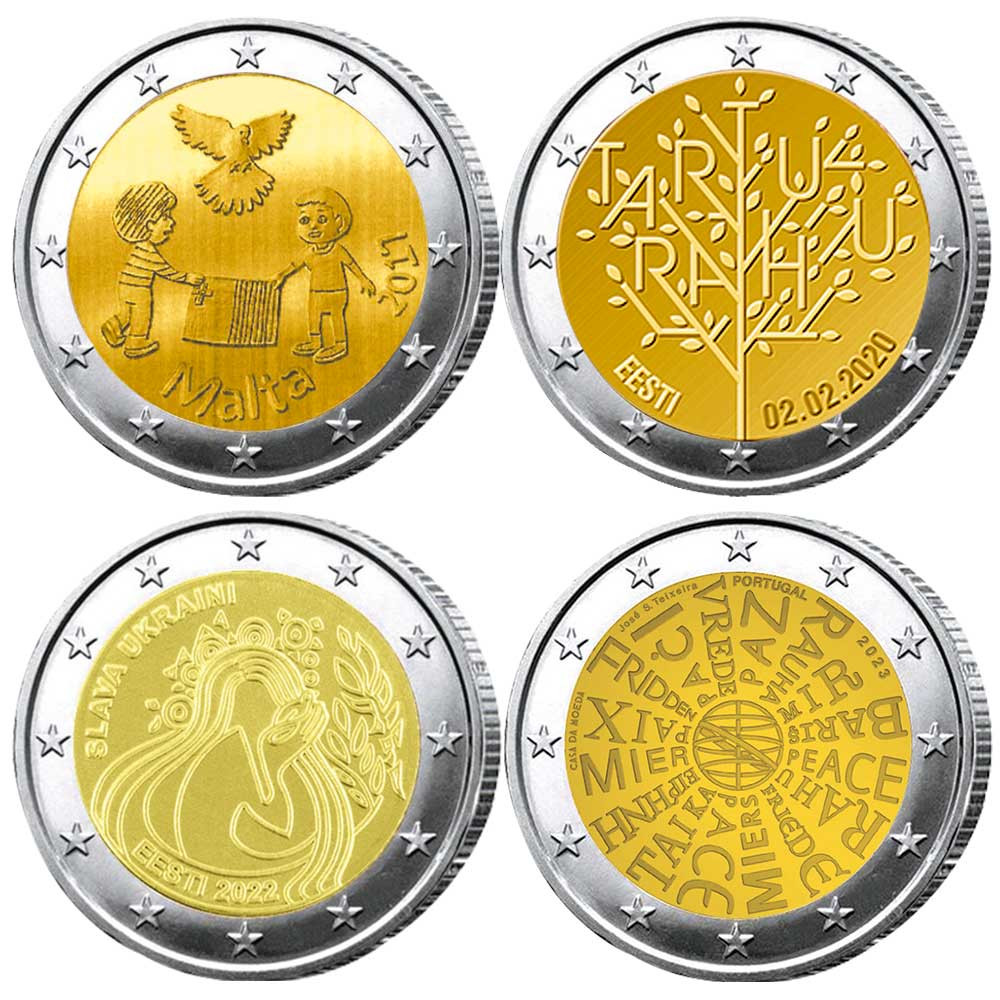 Lot 4 x 2 Euro Commémoratives de la Paix