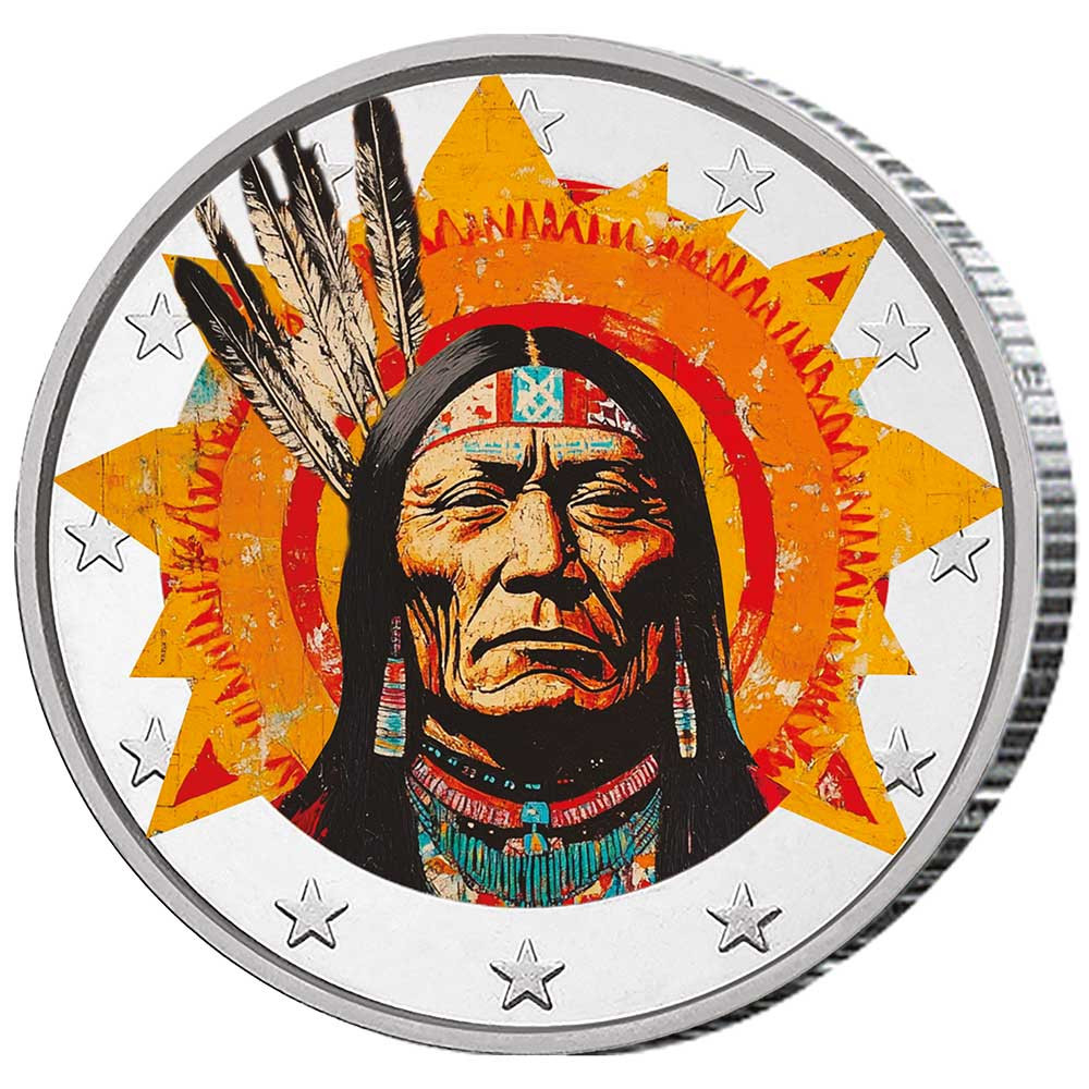 2 Euro enduite - Sitting Bull