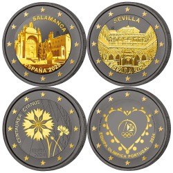 Lot 4 x 2 Euro ruthénium...