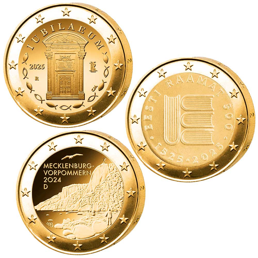 Lot 3 x 2 Euro dorées