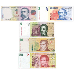 Lot de 5 billets Argentine