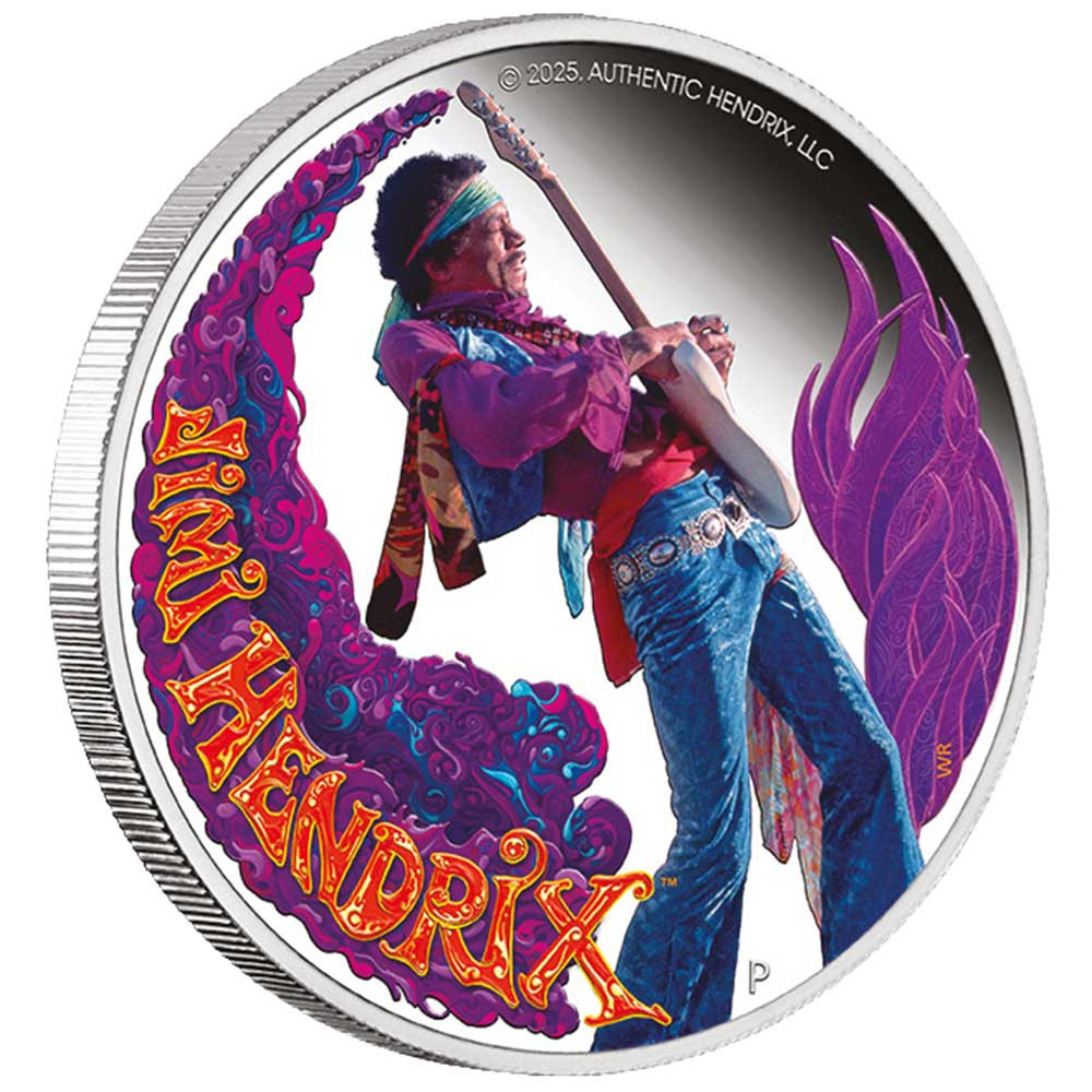 1 Dollar Argent BE 2025 colorisée - Jimi Hendrix