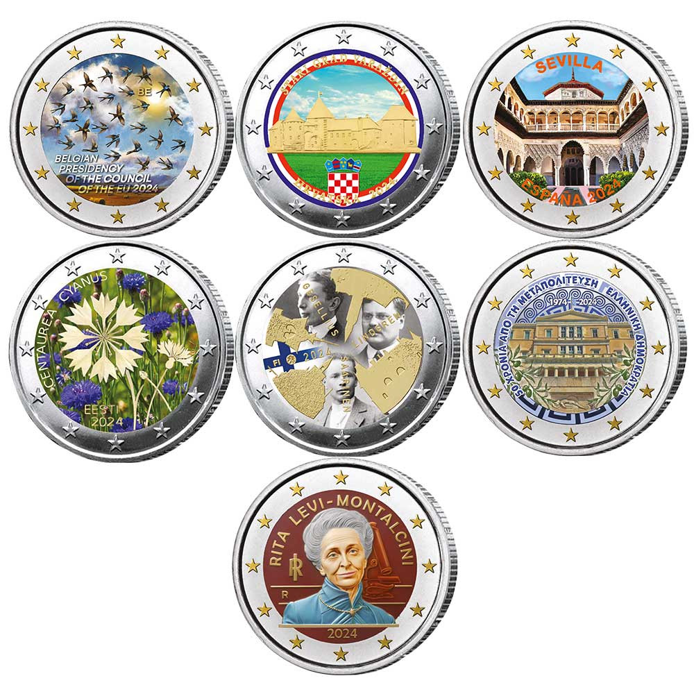 Lot 14 x 2 Euro 2024 colorisées