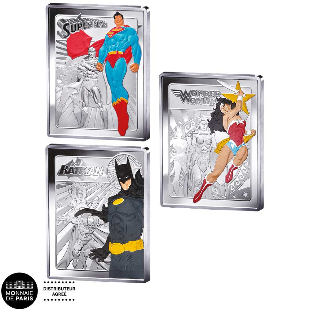 Lot 3 x 10 Euro Argent France BE 2025 colorisées - DC Comics