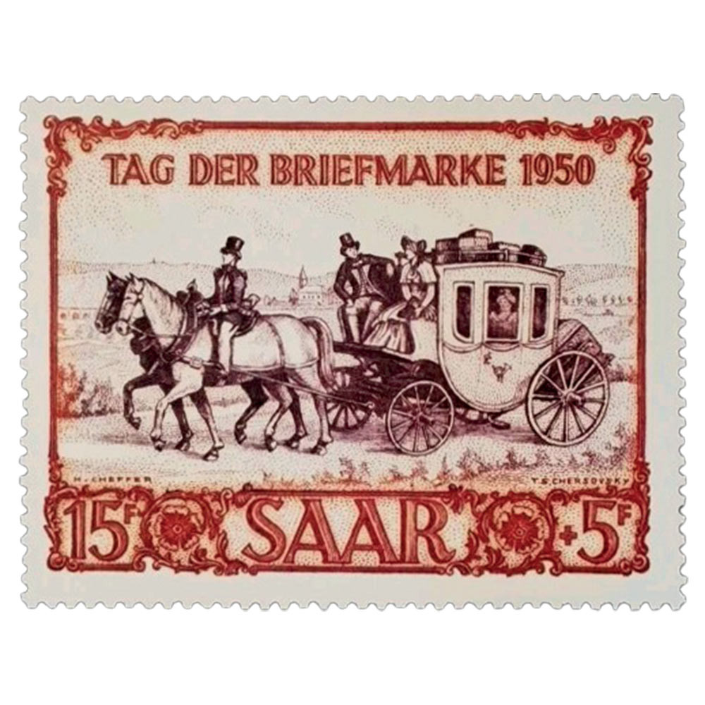 1 timbre Sarre 1950 journée du timbre