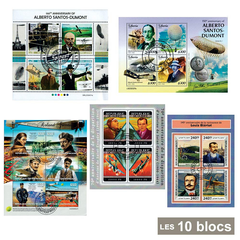 10 blocs-feuillets Aviateur