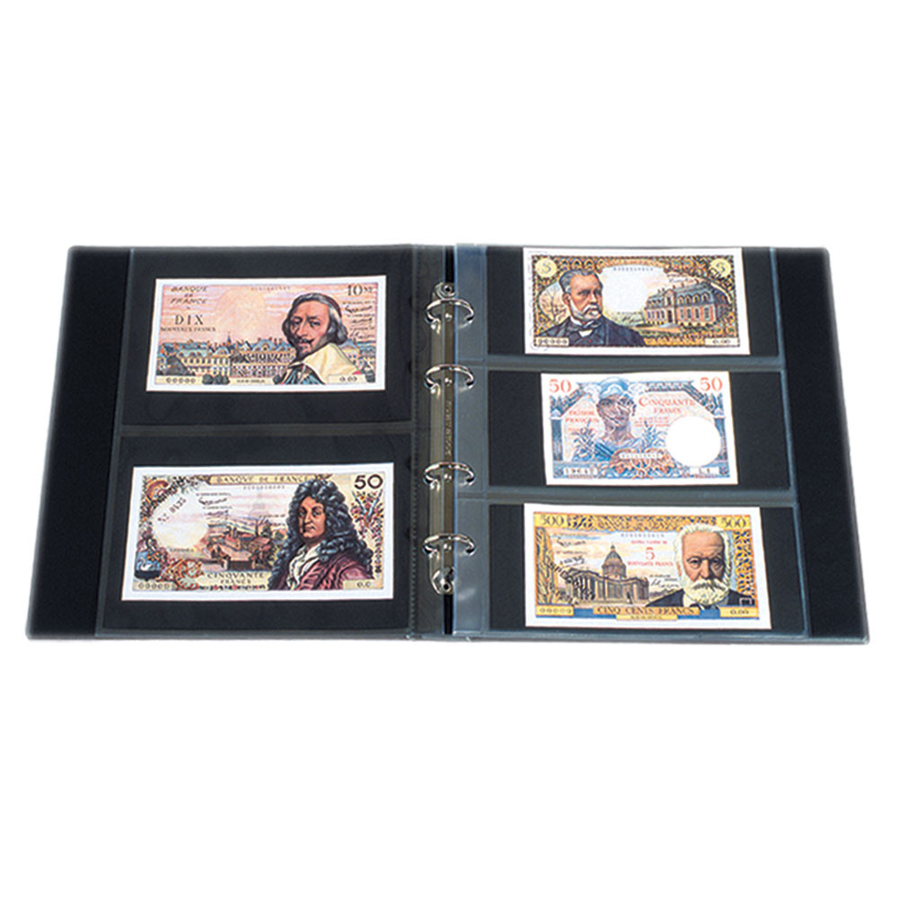 Lot d'un classeur à billets + 10 pochettes 3 poches