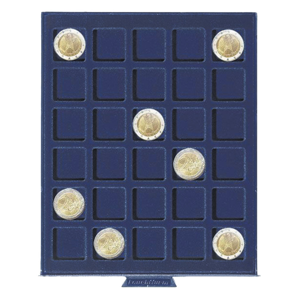 Médaillier 2 Euro en capsules cases carrées