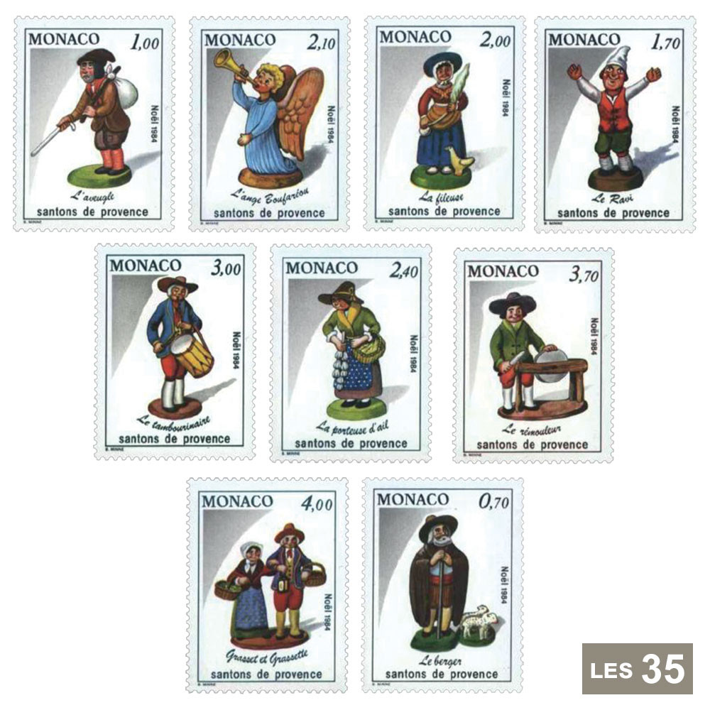 35 timbres Monaco Santons de Provence