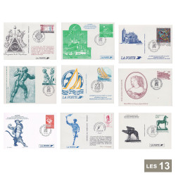 13 timbres entiers postaux