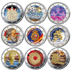 Lot 9 x 2 Euro 2024 colorisées